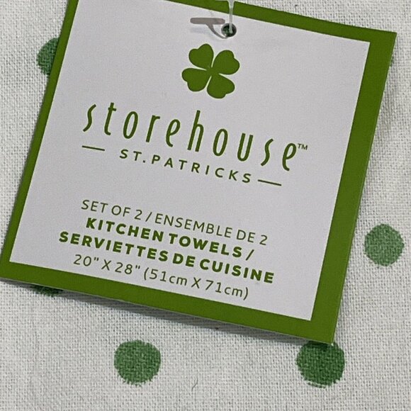 Storehouse Kitchen Towels St Patricks Green Mixed‎ Floral Polka Dot Embroidered - Picture 4 of 7